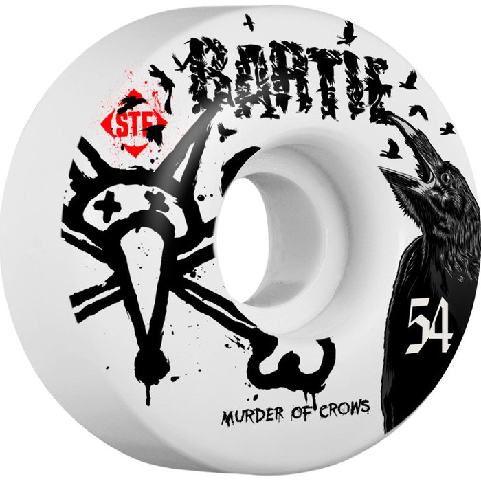 Bones STF Pro Bartie Crow Skateboard Wheels - White - 54mm 83b (Set of 4)