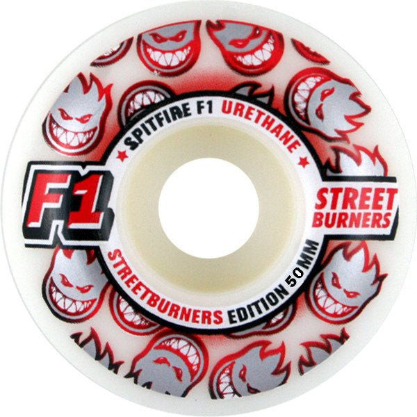 Spitfire F1 Street Burner Skateboard Wheels 50mm - White (Set of 4)