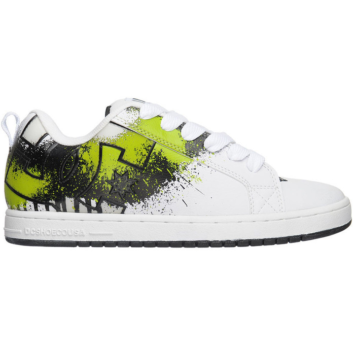 DC Court Graffik SE Men's Skateboard Shoes - White/Soft Lime/Black (1LB)