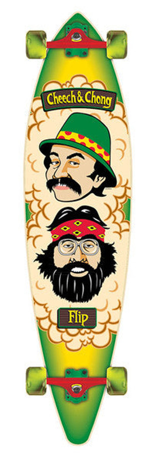 Flip Cheech And Chong Pinner Tail Cruzer Complete Skateboard - 9.9 x 43.5 - Green/Yellow