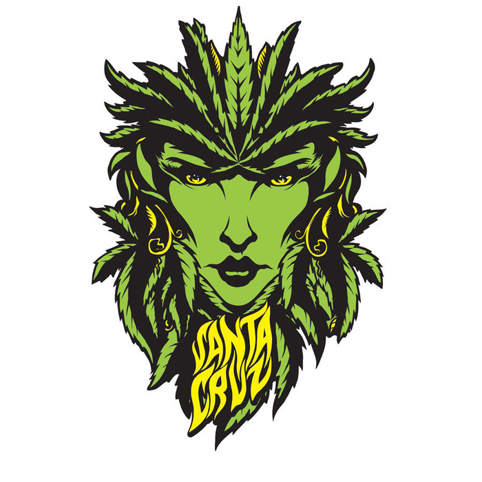 Santa Cruz Weed Goddess Sticker - 6in - Green