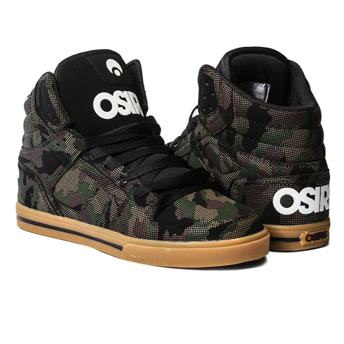 Osiris Clone - Men's Skateboard Shoes- Black/White/Camo