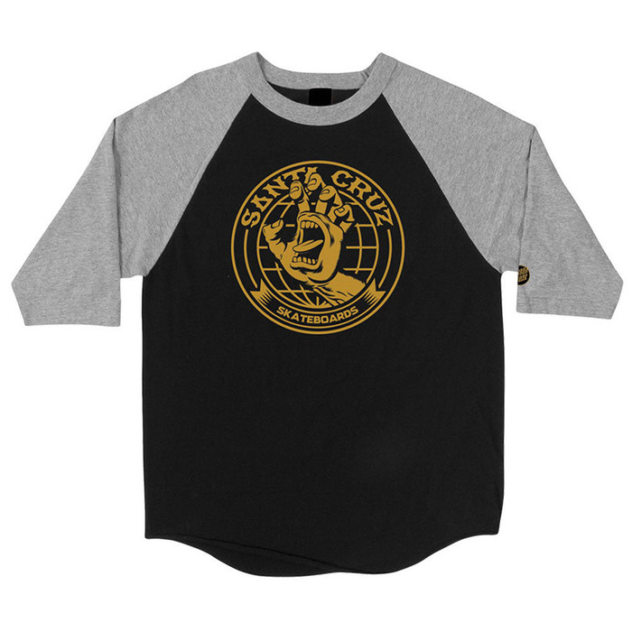 Santa Cruz Screaming Takeover Raglan 3/4 Sleeve T-Shirt - Black/Authentic  Heather