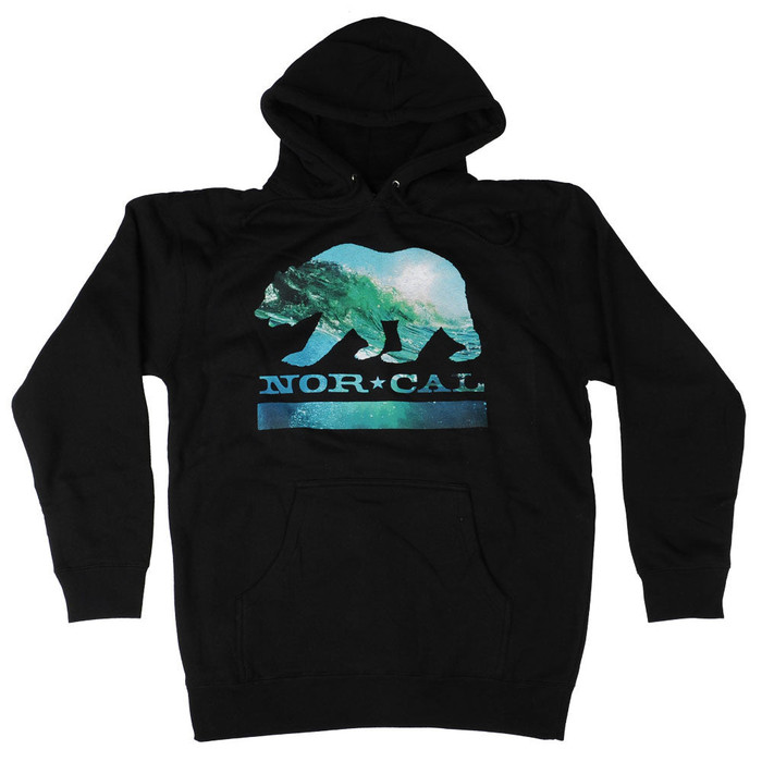 Nor Cal Wave Bear Pullover Hooded L/S Men's Sweatshirt - Black