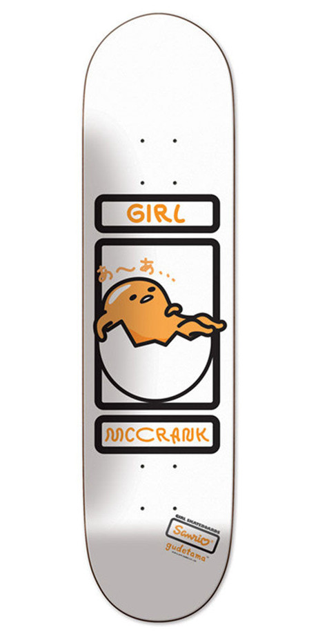 Girl Rick McCrank Sanrio Gudetama Skateboard Deck - White - 8.25in x 31.625in
