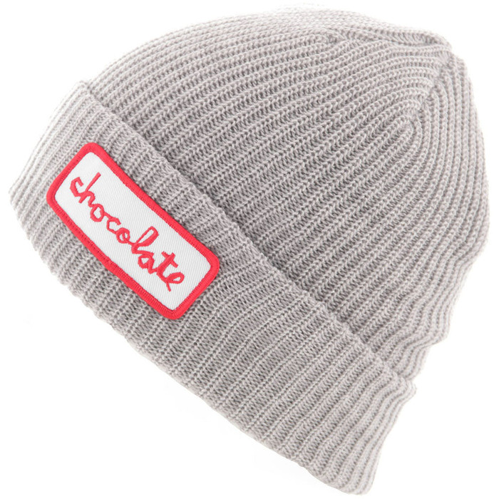 Chocolate Chunk Patch Fold Men's Beanie - Grey Heather