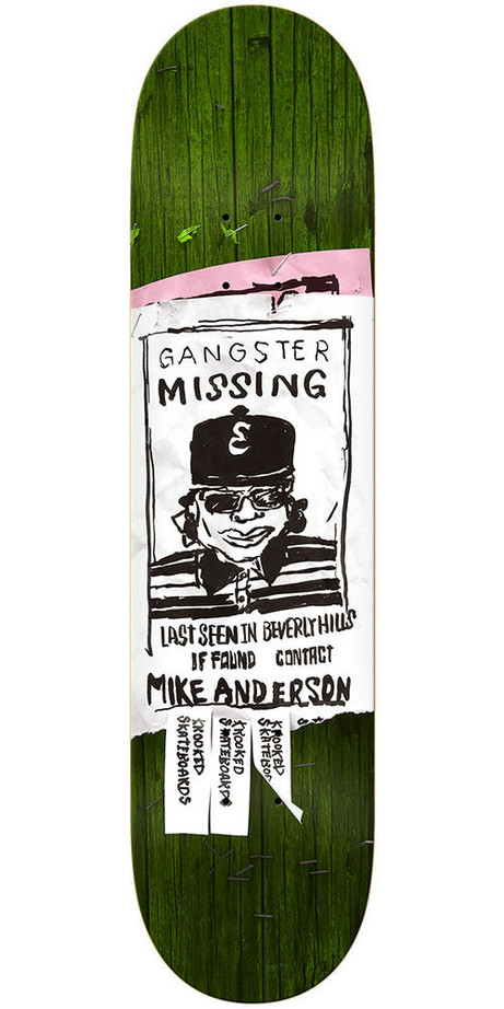 Krooked Mike Anderson Missing Skateboard Deck - Green - 8.38in x 32.43in