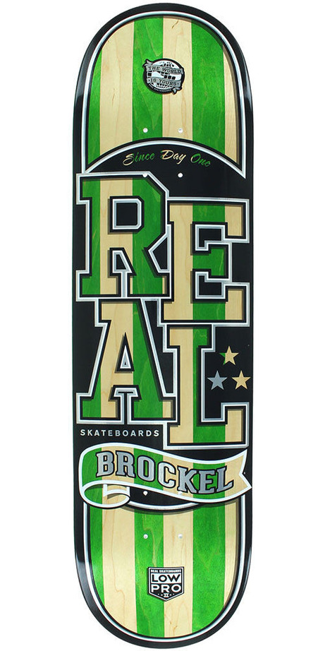 Real Robbie Brockel Spliced Low Pro II Skateboard Deck - Nature/Green - 8.5in x 32.5in