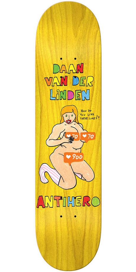 Anti-Hero Daan Van Der Linden Porous II Skateboard Deck - Yellow - 8.06in x 31.97in