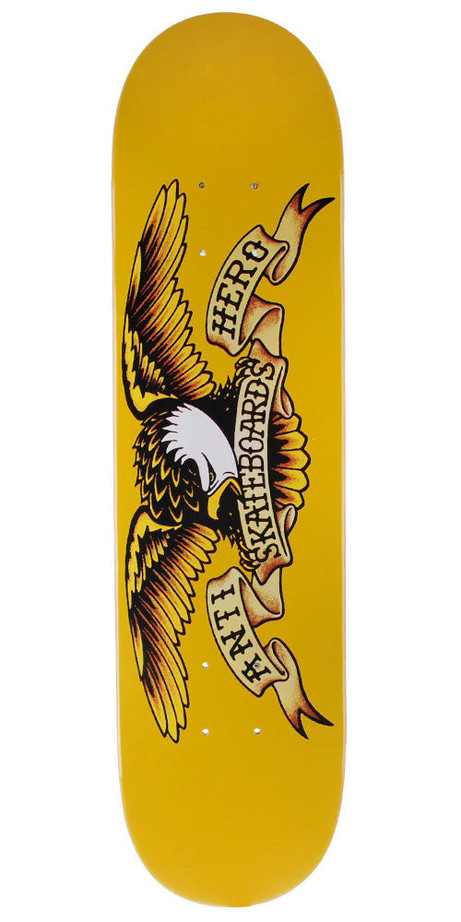 Anti-Hero Classic Eagle Mini Skateboard Deck - Yellow - 7.3in x 29in