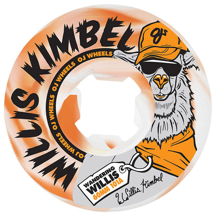 OJ Kimbel Wandering Willis Skateboard Wheels (Set of 4) - 60mm 101a - White/Orange Swirl