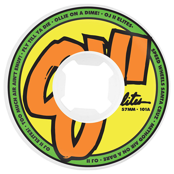 OJ Elites EZ Edge Skateboard Wheels (Set of 4) - 57mm 101a - White