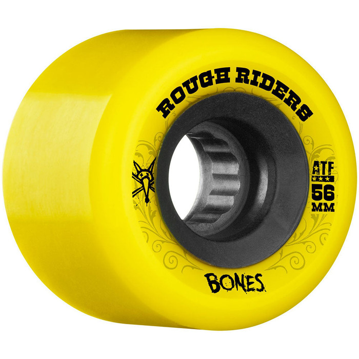 Bones Rough Rider ATF Skateboard Wheels - Yellow - 56mm 80a (Set of 4)