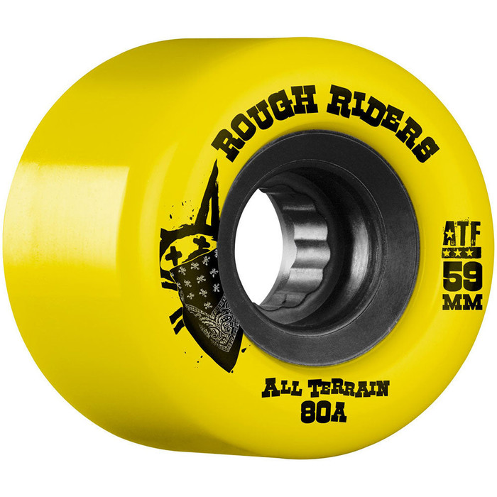 Bones Rough Rider ATF Skateboard Wheels - Yellow - 59mm 80a (Set of 4)