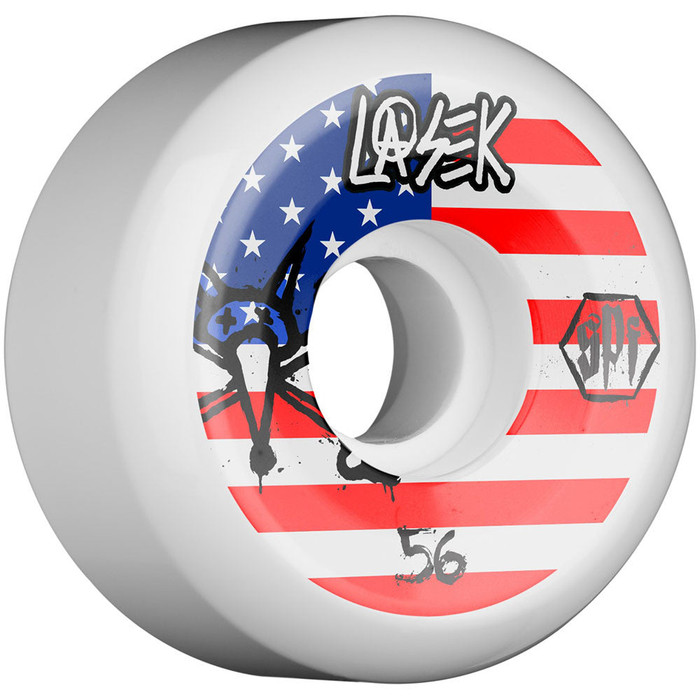 Bones SPF Pro Lasek USA Skateboard Wheels - White - 56mm 84b (Set of 4)