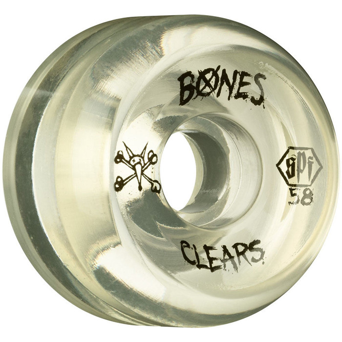 Bones Clear SPF Skateboard Wheels - Natural - 58mm 84b (Set of 4)