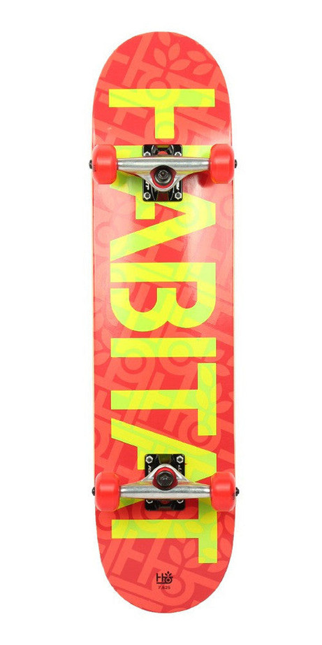 Habitat Stencil Small Complete Skateboard - 7.625 x 31.6 - Red/Yellow