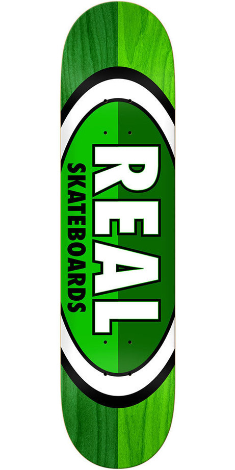 Real 50/50 Oval Skateboard Deck - Green/Green - 8.06in x 32in