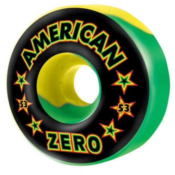 Zero Rasta American Skateboard Wheels 53mm - Green/Yellow Swirl (Set of 4)