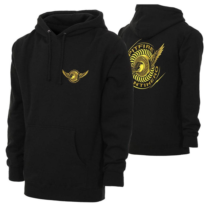 Spitfire Anti-Hero Classic Eagle Hooded Pullover Men's Sweatshirt - Black/Yellow