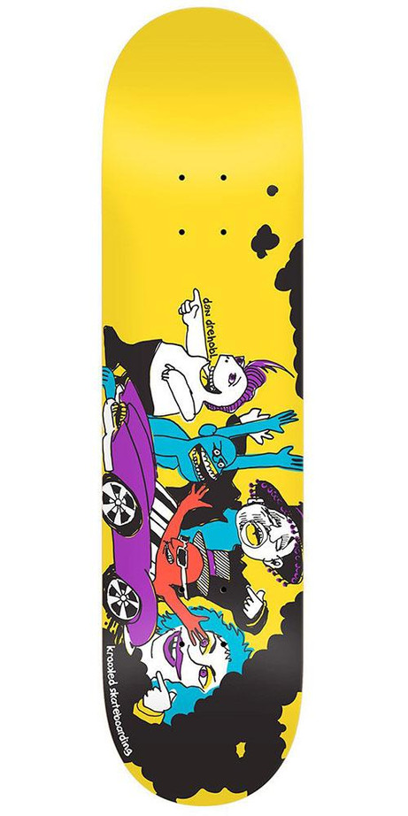 Krooked Drehobl Sideshow Skateboard Deck - Yellow - 8.18in x 32.0in