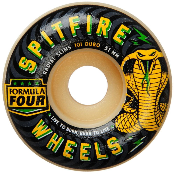 Spitfire Formula Four Radial Slim Speed Kills Skateboard Wheels - Natural - 51mm 101a (Set of 4)