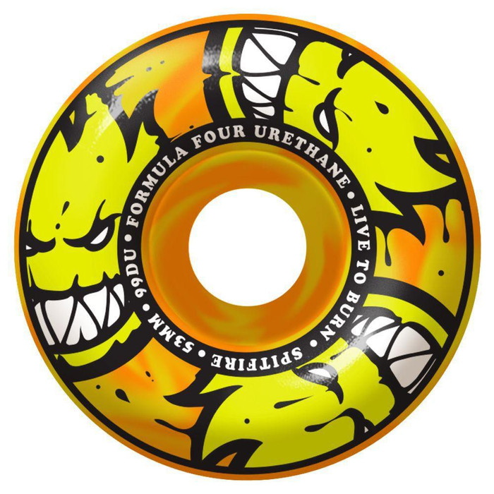 Spitfire Formula Four Afterburner Skateboard Wheels - Orange/Yellow - 53mm 99a (Set of 4)