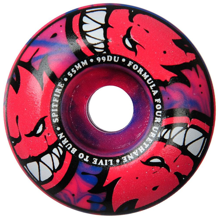 Spitfire Formula Four Afterburners Skateboard Wheels - Blue/Pink - 55mm 99a (Set of 4)