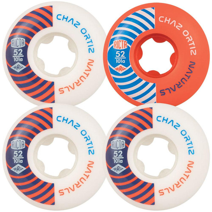 Ricta Ortiz Pro Naturals Skateboard Wheels - White/Orange - 52mm 101a (Set of 4)