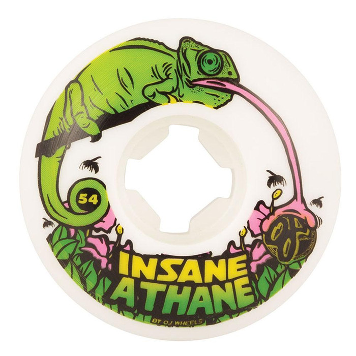 OJ Lizards Insaneathane EZ Edge Skateboard Wheels - 54mm 101a - White (Set of 4)