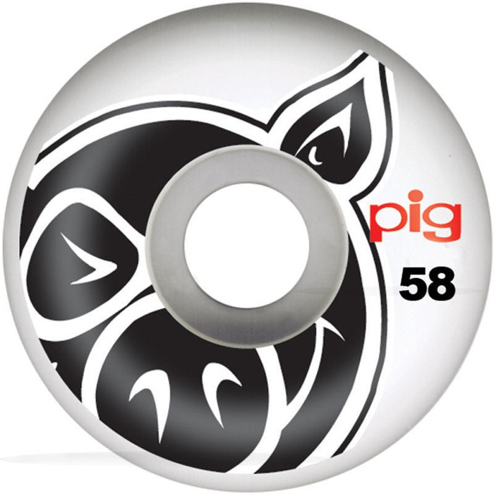 Pig Head Natural Skateboard Wheels 55mm - White (Set of 4)