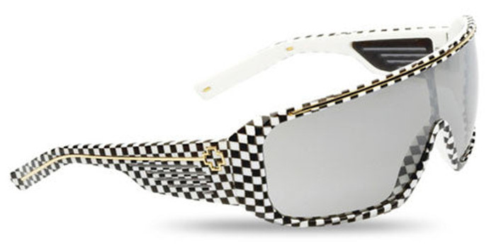 Spy Tron Sunglasses - Checkers Frame/Grey with Silver Gradient Mirror Lens