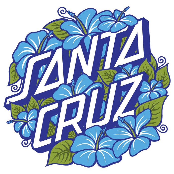 Santa Cruz Hibiscus Dot Clear Mylar Sticker - 3in - Blue