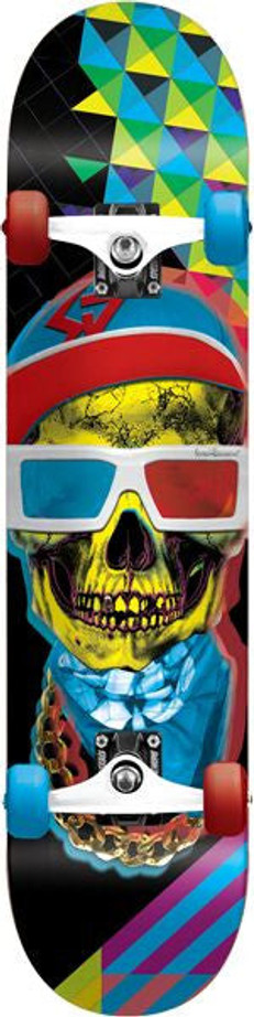 Speed Demons Skull Mob 3D Complete Skateboard - 8 x 31.5 - Red/Blue