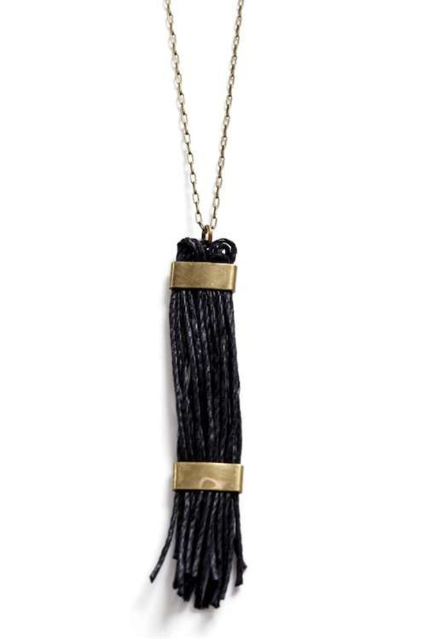 Love Nail Tree Strands of Hemp Necklace - Black