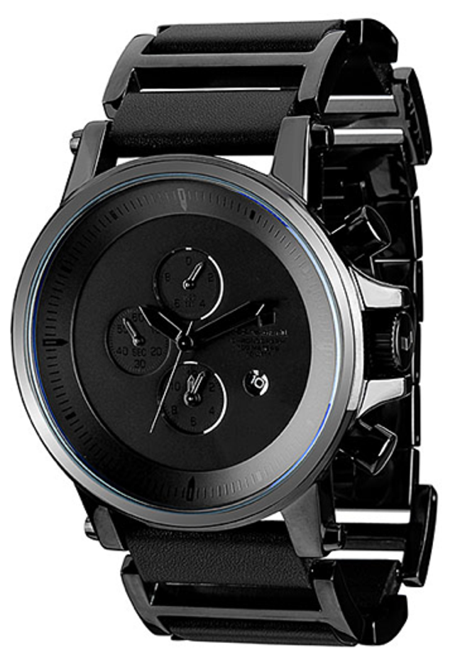 Vestal Plexi: Leather Mens Watch - Black