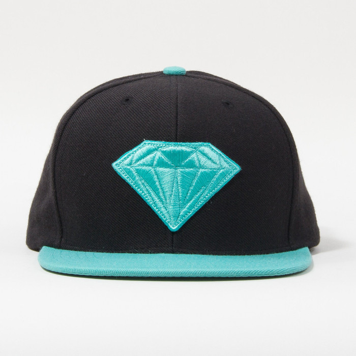 Diamond Emblem Men's Snapback Hat - Black/Diamond Blue