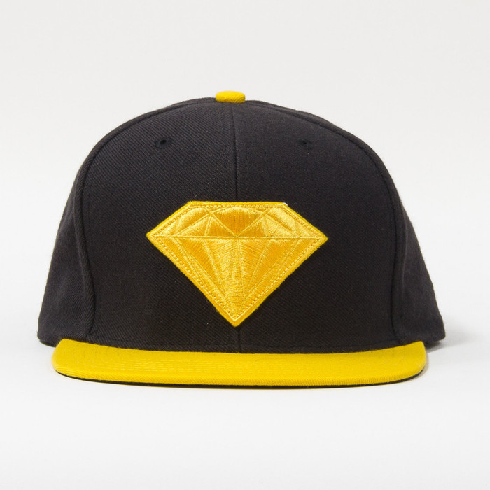 Diamond Emblem Men's Snapback Hat - Black/Yellow