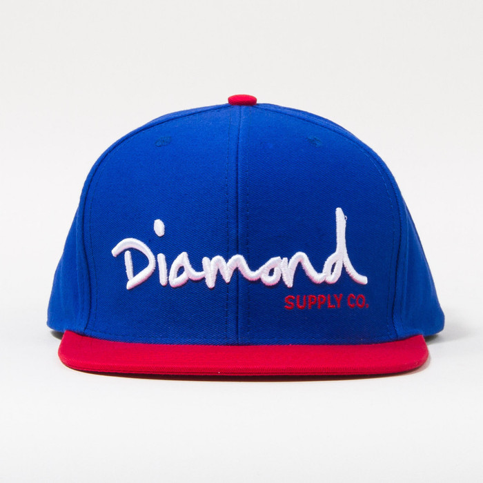 Diamond OG Script Men's Snapback Hat - Blue/White/Red