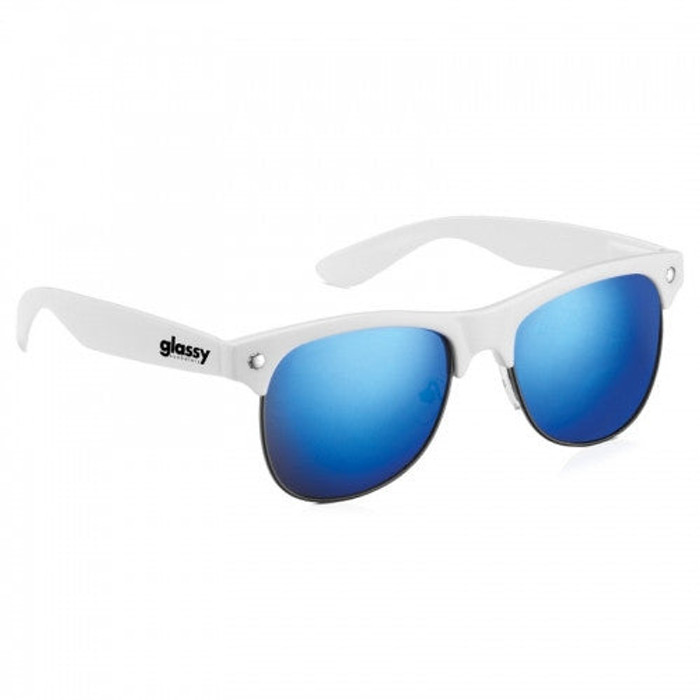 Glassy Shredder Sunglasses - White/Blue Mirror