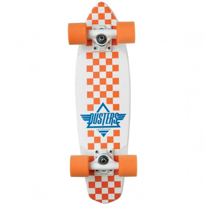 Dusters Ace Cruiser Complete Skateboard - 6.5 x 24 - White/Orange Checker