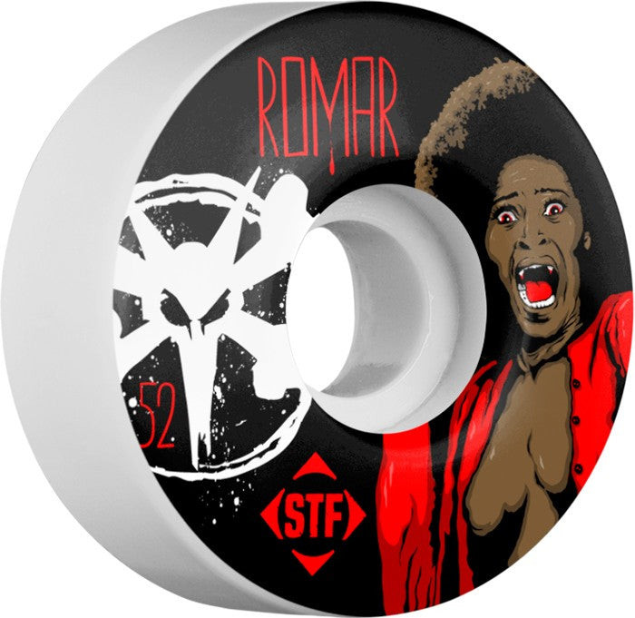 Bones STF V3 Pro Romar Blood Skateboard Wheels 52mm 83b - White (Set of 4)