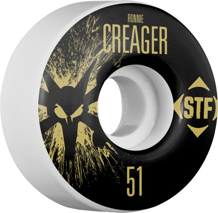 Bones STF V1 Pro Creager Team Splat Skateboard Wheels 51mm 83b - White (Set of 4)