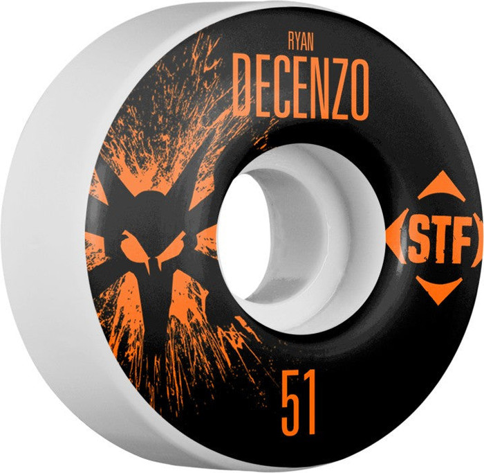 Bones STF V2 Pro Decenzo Team Splat Skateboard Wheels 51mm 83b - White (Set of 4)