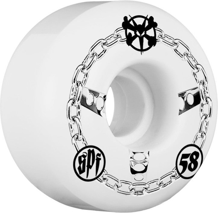 Bones SPF Chained Skateboard Wheels 58mm 84b - White (Set of 4)