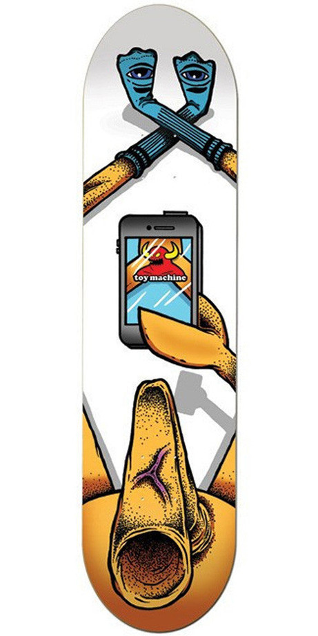 Toy Machine Logo Selfie Skateboard Deck 8.25 - Yellow/White