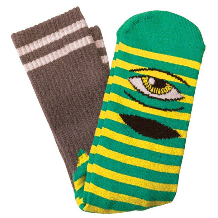 Toy Machine Sect Eye Men's Striped Socks - Green/Yellow (1 Pair)