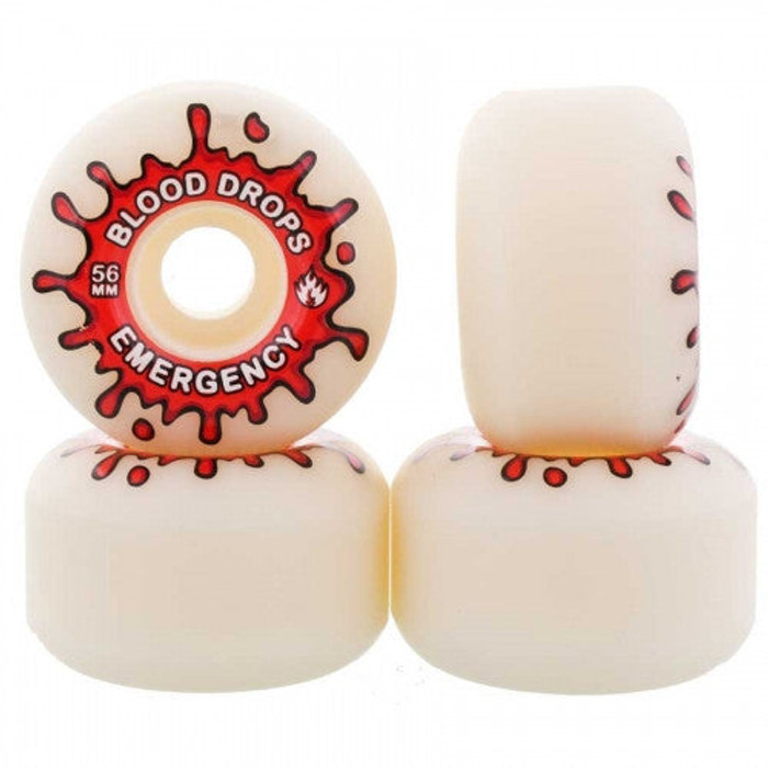 Black Label Emergency Blood Drops Skateboard Wheels 58mm - White (Set of 4)