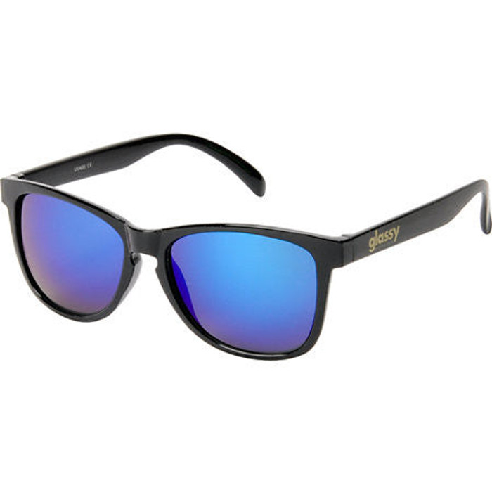 Glassy Deric Sunglasses - Black/Blue Mirror