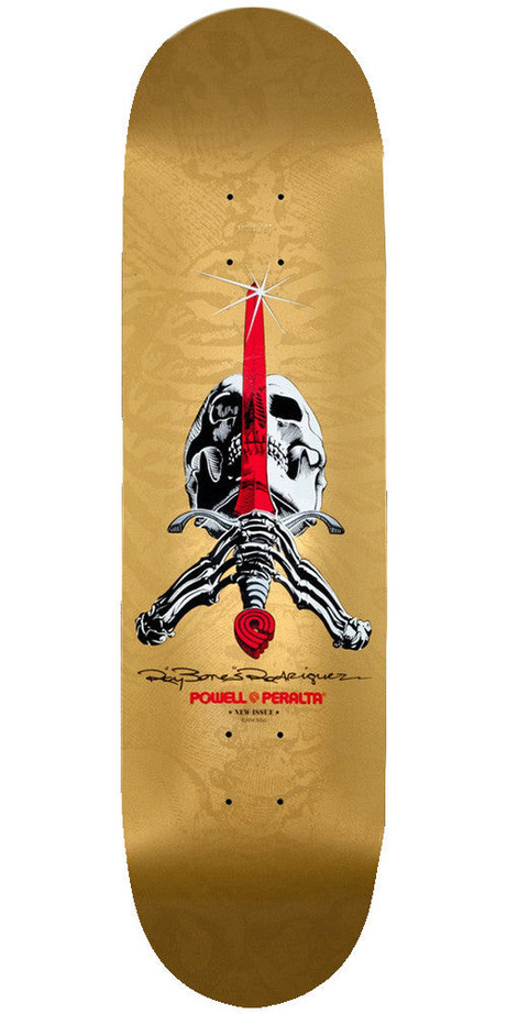 Powell Peralta Rodriguez Skull And Sword PP Skateboard Deck 8.75 - Gold